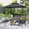 Outsunny 150 x 240cm BBQ Grill Gazebo, with Shelves - Grey - 2