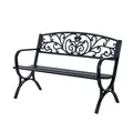 Outsunny 127L x 60W x 85H cm Powder Coated Garden Bench for Patio Backyard, Steel-Black - 1