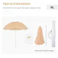 Outsunny 1.6m Patio Garden Hawaii Beach Sun Umbrella Sunshade Hawaiian Folding Tilting Crank Parasol (Wheat) - 6