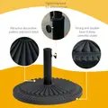 Outsunny 14kg Round Cement Parasol Base Umbrella Weight Stand Holder Fits Φ35mm,Φ38mm,Φ48mm Pole for Patio Outdoor Garden - Black - 4
