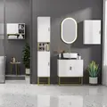 kleankin Bathroom Wall Cabinet, Over Toilet Storage Cabinet with Door and Storage Shelves for Hallway, Living Room, White - 7