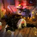 Outsunny 183 cm Life Size Halloween Animated Crawling Zombie with Glowing LED Eyes, Scary Halloween Decorations, Battery Operated, Indoor Outdoor Party Props - 7