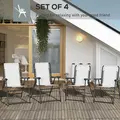 Outsunny  Pieces Patio Folding Chair Set, Outdoor Portable Loungers for Camping Pool Beach Deck, Lawn Chairs with Armrest Steel Frame, Cream White - 4