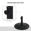 Outsunny 13kg Round Parasol Base Sun Umbrella Weight Stand Holder Patio Outdoor Garden, Black - 4