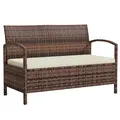 Outsunny 125L Storage Garden Bench, with Cushion - Brown - 1