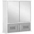 kleankin Bathroom Mirror Cabinet, Wall Mounted Storage Cupboard with Double Doors and Adjustable Shelf, Bathroom Organizer, Grey - 1