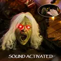 Outsunny 183 cm Life Size Halloween Animated Crawling Zombie with Glowing LED Eyes, Scary Halloween Decorations, Battery Operated, Indoor Outdoor Party Props - 4