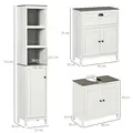kleankin Bathroom Furniture Set with Adjustable Shelves, 6-Tier Tall Bathroom Storage Cabinet, Floor Cabinet with Drawer, Under Sink Cabinet, Antique White - 3
