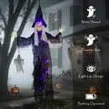 Outsunny 183 cm Life Size Halloween Animated Hanging Witch with Glowing LED Eyes & Body, Spooky Witch Scary Halloween Decorations, Battery Operated, Indoor Party Props - 7