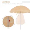 Outsunny 1.6m Patio Garden Hawaii Beach Sun Umbrella Sunshade Hawaiian Folding Tilting Crank Parasol (Wheat) - 5