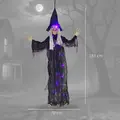 Outsunny 183 cm Life Size Halloween Animated Hanging Witch with Glowing LED Eyes & Body, Spooky Witch Scary Halloween Decorations, Battery Operated, Indoor Party Props - 3