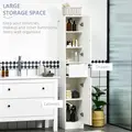 kleankin Luxury Tall Bathroom Cabinet with High Gloss Panel, Sleek White Bathroom Cabinet with Push-to-Open Door, White - 4