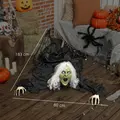Outsunny 183 cm Life Size Halloween Animated Crawling Zombie with Glowing LED Eyes, Scary Halloween Decorations, Battery Operated, Indoor Outdoor Party Props - 3