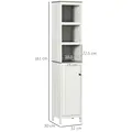 kleankin Tall Bathroom Storage Cabinet, Freestanding Tower Cabinet with 3 Open Shelves and Adjustable Shelf, Antique White - 3