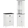 kleankin Bathroom Furniture Set, Bathroom Floor Cabinet with Drawer and Double Door, Tall Bathroom Cabinet with Drawer and Adjustable Shelf for Bathroom, White - 1