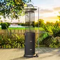 Outsunny 11 KW Freestanding Gas Patio Heater, Adjustable Outdoor Garden Propane Heater with Tip-Over Switch, Wheels, Pulse Ignition, Tank Room with Openable Door, Black - 3