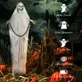 Outsunny 183 cm Life Size Halloween Animated Skeleton Grim Reaper with Glowing LED Eyes, Scary Halloween Decorations, Battery Operated, Indoor Party Props - 6