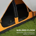 Outsunny 2 Bedroom Tent Six-man Seates Family Camping for Outdoor Adventure, Orange - 6
