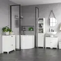 kleankin Modern Bathroom Sink Cabinet, Floor Standing Under Sink Cabinet, Freestanding Storage Cupboard with Adjustable Shelf, Double Doors, Antique White - 7