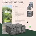 Outsunny 10 Seater Rattan Cube Garden Furniture Set with Parasol Hole, Rattan Dining Set with Cushions, Outdoor Dining Table and Chairs with Rectangular Glass Top Table for Patio, Mixed Grey - 4