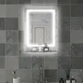 kleankin Large Vanity Mirror with Lights and Shelf, Illuminated bathroom Mirror with 3 Colour Brightness, Smart Touch, Anti-Fog - 2