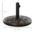 Outsunny 13kg Round Umbrella Base Outdoor Parasol Base Weight Stand Holder for Outdoor Garden Bronze Tone - 3