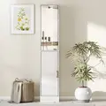 kleankin Tall Bathroom Cabinet with Mirror and Adjustable Shelf - High Gloss White - 7
