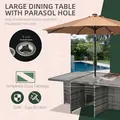 Outsunny 10 Seater Rattan Cube Garden Furniture Set with Parasol Hole, Rattan Dining Set with Cushions, Outdoor Dining Table and Chairs with Rectangular Glass Top Table for Patio, Mixed Grey - 5