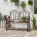Outdoor Iron Rocking Chair-Bronze Red - 2