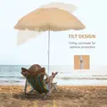 Outsunny 1.6m Patio Garden Hawaii Beach Sun Umbrella Sunshade Hawaiian Folding Tilting Crank Parasol (Wheat) - 7