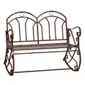 Outdoor Iron Rocking Chair-Bronze Red - 1