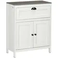 kleankin Bathroom Floor Cabinet, Freestanding Storage Cupboard with Drawer, Double Door Cabinet and Adjustable Shelf, White - 1