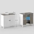 kleankin Modern Bathroom Sink Cabinet, Floor Standing Under Sink Cabinet, Freestanding Storage Cupboard with Adjustable Shelf, Double Doors, Antique White - 3