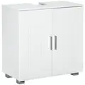 kleankin Pedestal Under Sink Cabinet, Modern Bathroom Vanity Unit, Storage Cupboard with Double Doors, Adjustable Shelf, White - 1