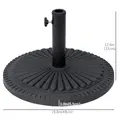 Outsunny 14kg Round Cement Parasol Base Umbrella Weight Stand Holder Fits Φ35mm,Φ38mm,Φ48mm Pole for Patio Outdoor Garden - Black - 3