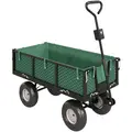 Outsunny 114L Steel Frame Garden Cart Trolley - Green - 1