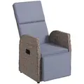 Outsunny 148° Reclining Rattan Garden Armchair, with Footrest - Brown/Grey - 1