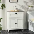 kleankin Bathroom Floor Cabinet, Freestanding Storage Cupboard with Drawer, Double Door Cabinet and Adjustable Shelf, White - 2