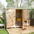 Outsunny 140 x 75 Fir Wood Garden Shed, with Asphalt Roof - Natural - 9