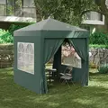 Outsunny 2 x 2 m Garden Pop Up Gazebo, Wedding Party Tent Marquee, Water Resistant Awning Canopy with Sidewalls, Windows, Carry Bag, Green - 3