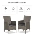 Outsunny 2 Pieces Outdoor PE Rattan Dining Chairs Set with Cushion, Garden Armchair with Armrests, High Backrest, Metal Frame Patio Wicker Furniture, Grey - 4