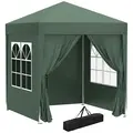 Outsunny 2 x 2 m Garden Pop Up Gazebo, Wedding Party Tent Marquee, Water Resistant Awning Canopy with Sidewalls, Windows, Carry Bag, Green - 1