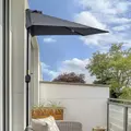 Outsunny 2.7m Garden Half Parasol, Outdoor Balcony Umbrella with 5 Steel Ribs, Patio Sun Shade, Grey - 2