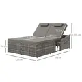 Outsunny 2 Seater Rattan Day Bed w/ Fire Retardant Cushions Grey - 3