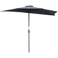 Outsunny 2.7m Garden Half Parasol, Outdoor Balcony Umbrella with 5 Steel Ribs, Patio Sun Shade, Grey - 1