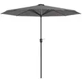 Outsunny 2.65m Garden Parasol, with LED Lights - Dark Grey - 1