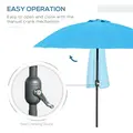 Outsunny 2.5m Shanghai Garden Parasol Umbrella with Crank & Tilt, Adjustable Outdoor Sun Shade, Blue - 4