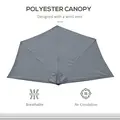 Outsunny 2.7m Garden Half Parasol, Outdoor Balcony Umbrella with 5 Steel Ribs, Patio Sun Shade, Grey - 4