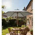 Outsunny 2.5m Wood Garden Parasol Sun Shade Patio Outdoor Wooden Umbrella Canopy, Table Market Umbrella with Vent, 38mm Pole, Rope Pulley Mechanism, Grey - 8