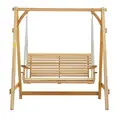 Outsunny 2 Seater Garden Swing Seat, Wooden Swing Chair Bench with Cup Holders for Outdoor Porch Patio, Natural - 8